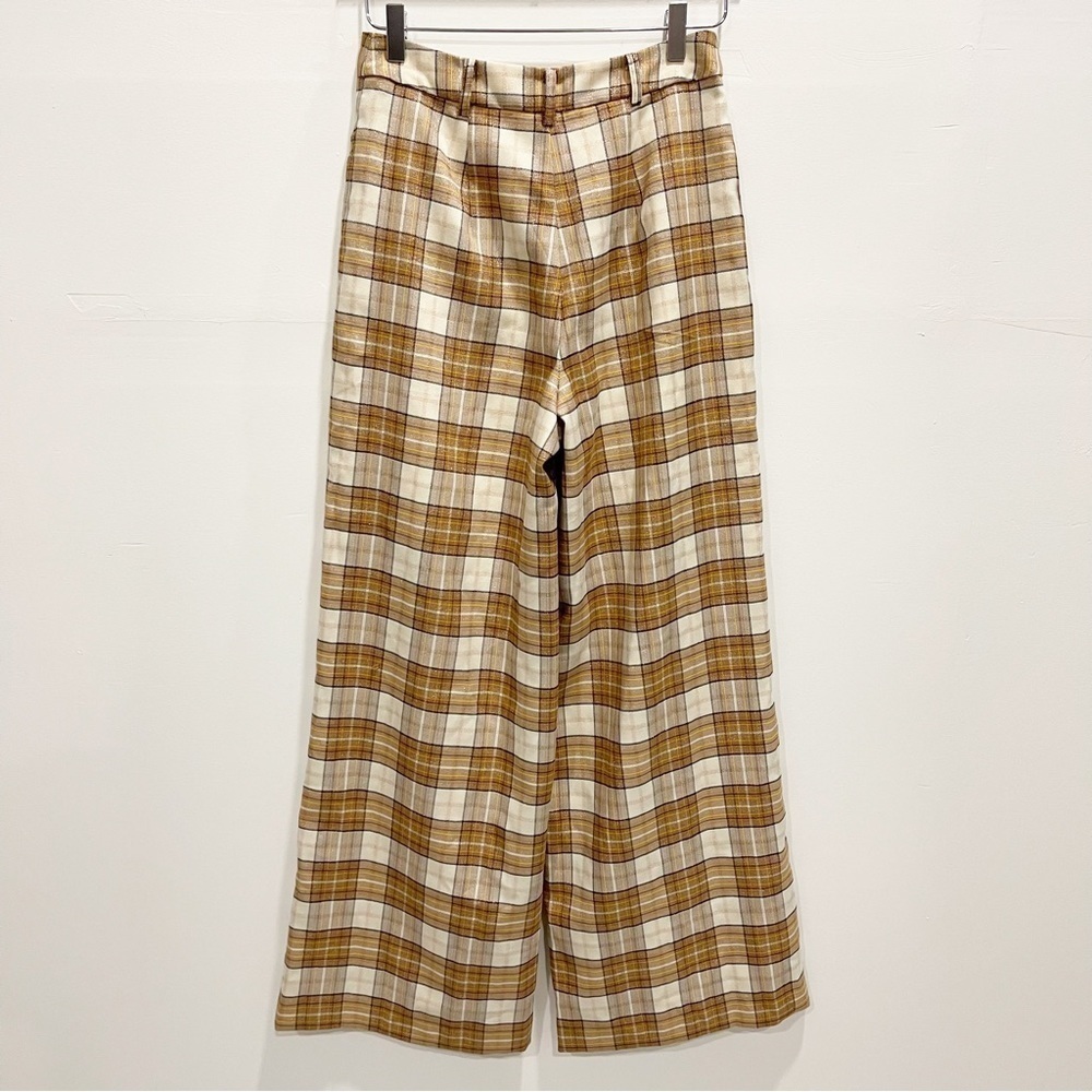Anthropologie Hutch Plaid Wid-Leg Trousers Pants Size 4 - Picture 5 of 12